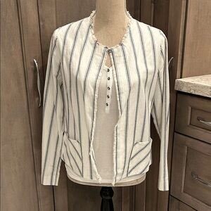 DREW Blue and White Striped Jacket